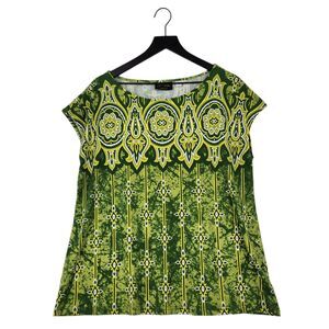 Bob Mackie Wearable Art Women's Top Large Green Graphic Print St. Patricks
